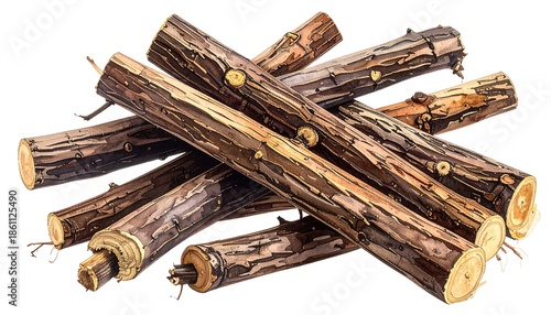 Pile of Firewood Logs Ready for Burning in Winter.