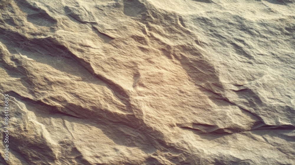Fototapeta premium Close-Up View of Textured Rock Surface with Natural Patterns, Shadows, and Earthy Tones for Background Use in Various Creative Projects