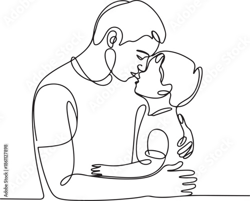 Continuous Line Art of Parent and Child Sharing a Quiet Moment – Minimal Emotional Illustration