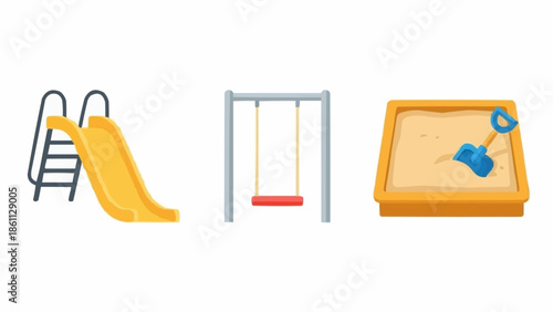 Playground Equipment Set with Slide Swing and Sandbox.