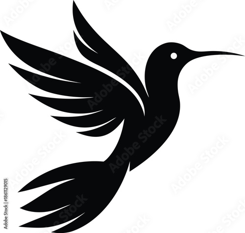 A solitary bird in flight depicted as a vector graphic design