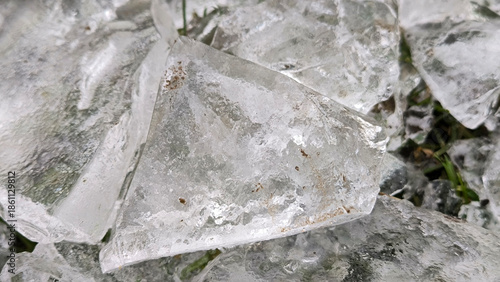 pile of ice rocks close up