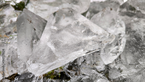 pile of ice rocks close up