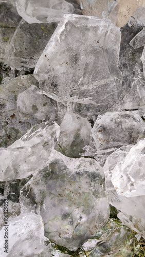 pile of ice rocks close up