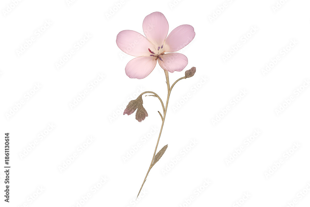 Fototapeta premium Pale Pink Flower on a transparent background, botanical illustration