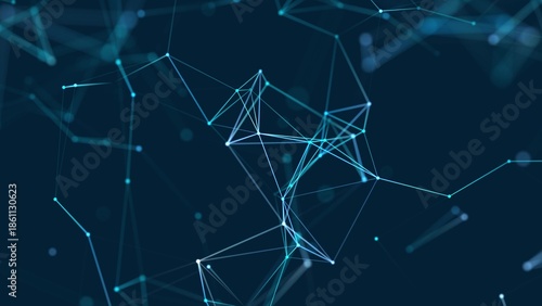 Polygonal background with dots and lines. Network connection structure. Science and technology. 3d