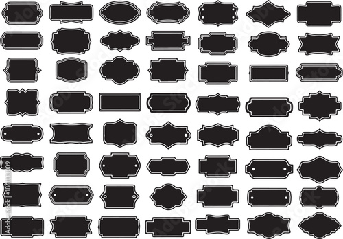 Vintage ornate label frames, decorative label silhouettes, vintage frame shapes, vintage frames set, retro outline badge, ornate geometric borders, branding and logo design, retro sticker. vector set