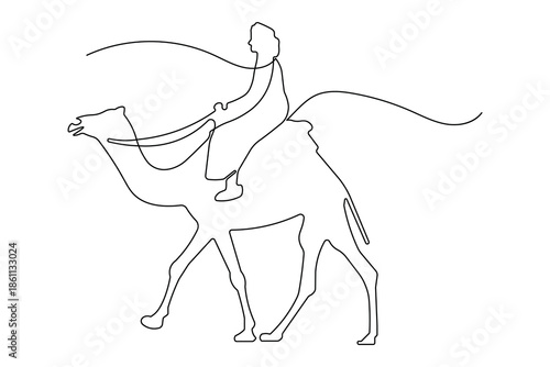 Continuous line drawing of a dromedary icon minimalist design isolated