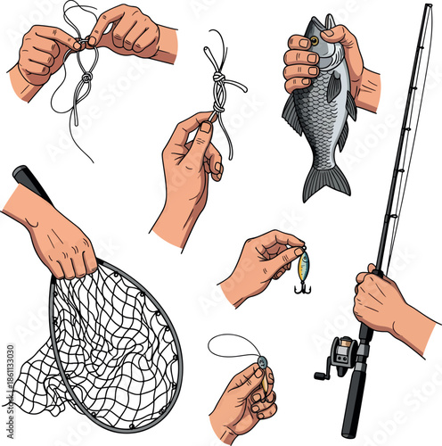 Fishing Hands Vector Collection