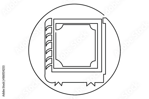 Islamic holy book continuous outline drawing simple style religion element