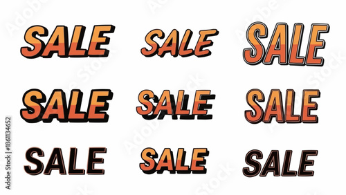 Sale word text effect collection for advertising and promotion.