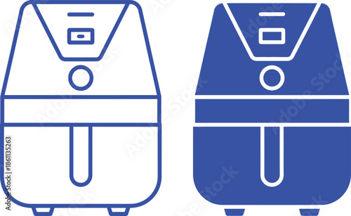 Two air fryer one white one blue appliance kitchen