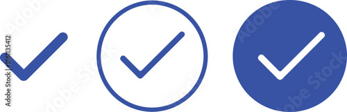 Three blue check marks in different sizes and styles