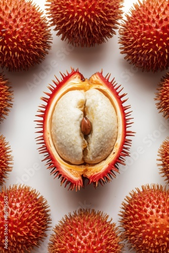 Cross section of a spiky fruit