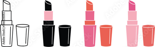 Four lipsticks in different styles and colors makeup