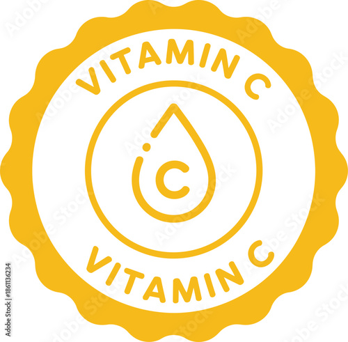 Yellow vitamin c droplet with scalloped edge health