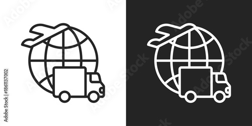 global delivery Icon In Black And White Line Style