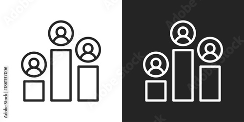 team ranking Icon In Black And White Line Style