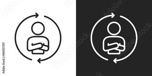 customer support Icon In Black And White Line Style