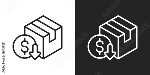 cash on delivery Icon In Black And White Line Style