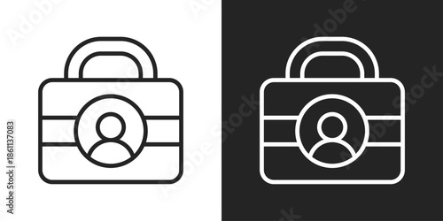 user security Icon In Black And White Line Style