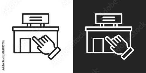 store location Icon In Black And White Line Style