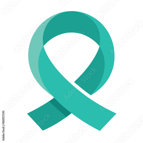 Abstract Teal Ribbon Minimalist Design for Women's Health Awareness and Medical Support Campaigns