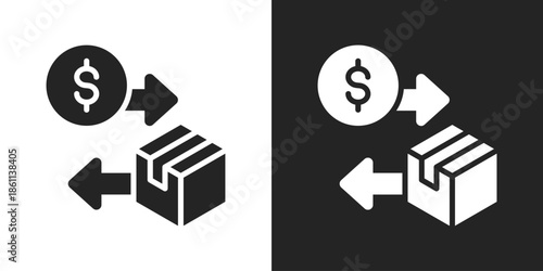 product return Icon In Black And White Glyph Style