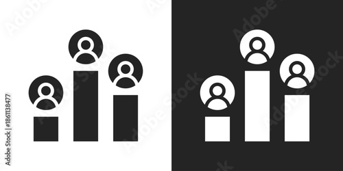 team ranking Icon In Black And White Glyph Style