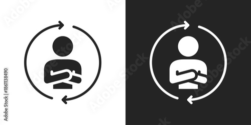 customer support Icon In Black And White Glyph Style