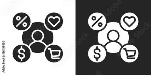 customer engagement Icon In Black And White Glyph Style