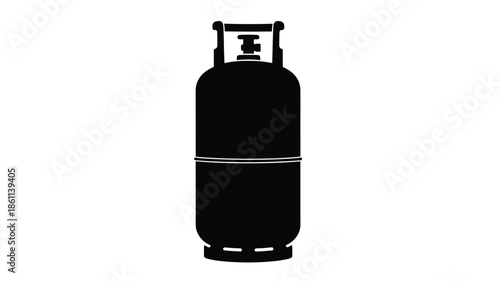 A black propane tank illustration in a striking simple silhouette
