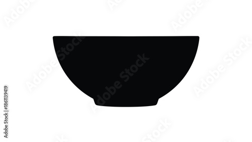 Simple black bowl isolated on white background a distinctive silhouette