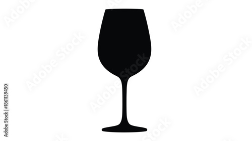 Elegant wine glass depiction in stark black a minimalist silhouette