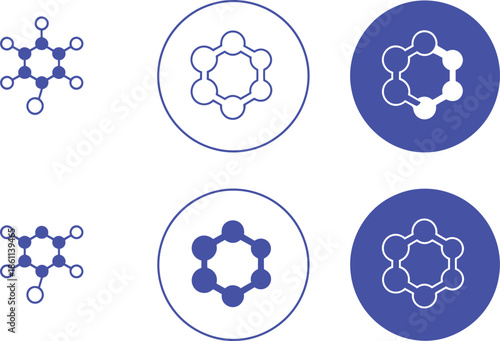 Blue molecule on white background science chemistry