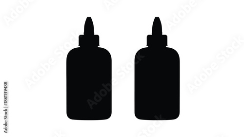 Two identical black bottles standing side by side a striking silhouette