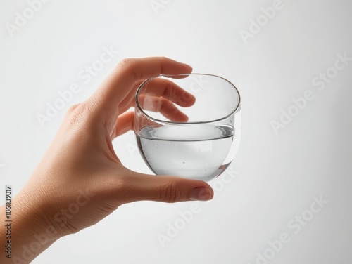 Hand holding glass of water