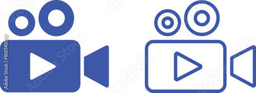 Two blue camera one solid one outlined play