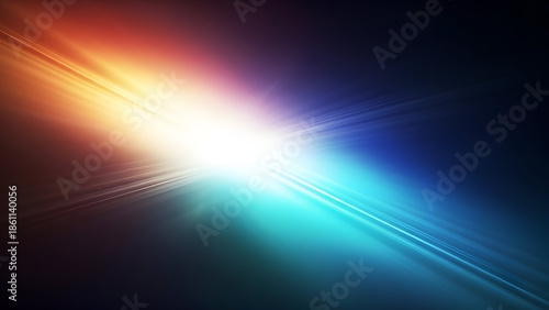 Dynamic abstract background with vibrant light rays exploding in colorful motion, conveying energy and speed.