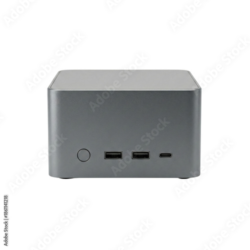 Obraz na płótnie Grey mini PC with USB and Type-C front ports