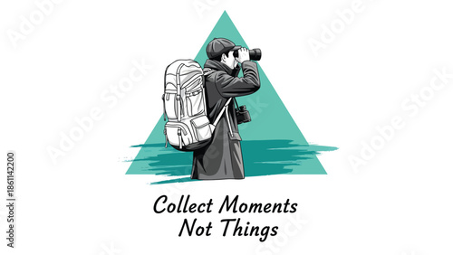 Hiker With Backpack Collecting Moments Outdoors.