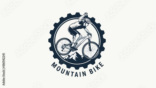 Mountain bike rider in action on trail.