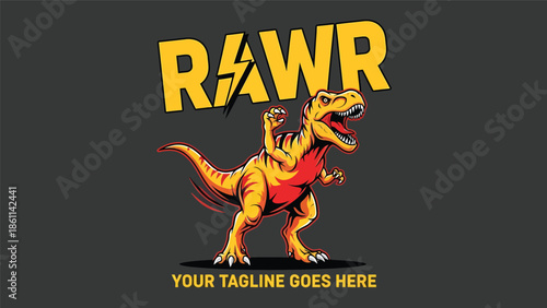 Colorful Tyrannosaurus Rex Cartoon Mascot Illustration.