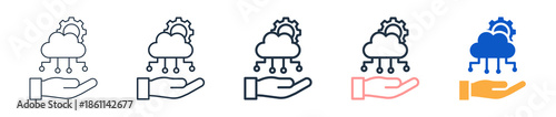 Cloud Service different style icons set vector illustration. 
