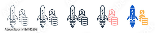 Startup Fund different style icons set vector illustration. 
