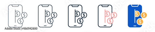 Online Money different style icons set vector illustration. 