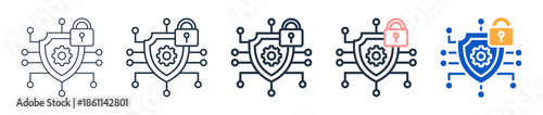 Digital Security different style icons set vector illustration. 