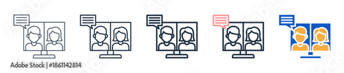 Online Meeting different style icons set vector illustration. 