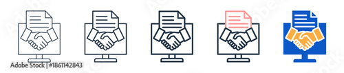 Online Contract different style icons set vector illustration. 