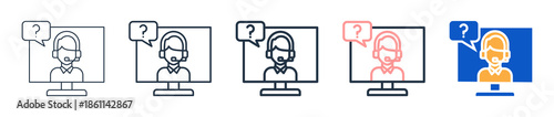 Remote Support different style icons set vector illustration. 